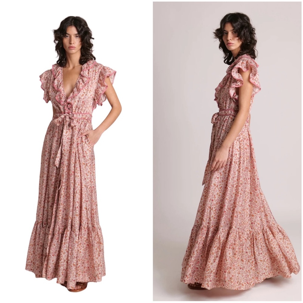 Sabina Musayev Jennifer Floral Ginger Print Maxi Dress size Medium